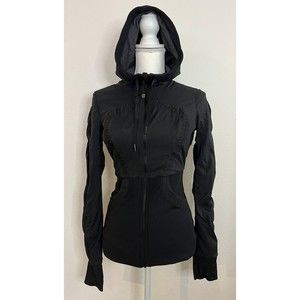 LULULEMON Womens Sz 6 Dance Studio Jacket Hoodie Full Zip Reversible BLA…